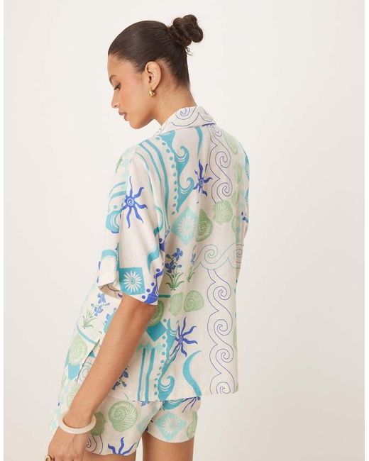 Nobody's Child Blue Rhian Linen Shirt Co-ord