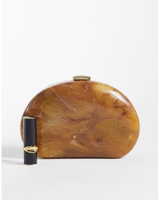 Mango Brown Clutch mit marmoreffekt