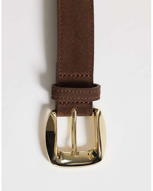 Mango Brown Faux Suede Classic Belt