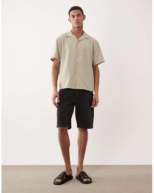 New Look Natural Linen Look Boxy Shirt for men