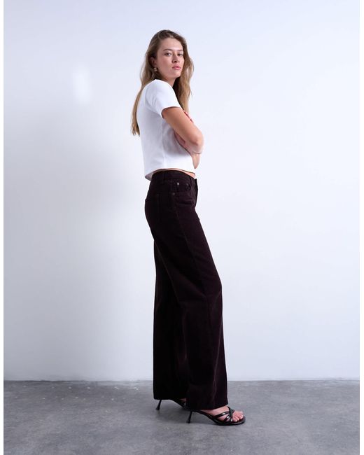 TOPSHOP Blue Ember Low Rise Cord Straight Leg Jeans