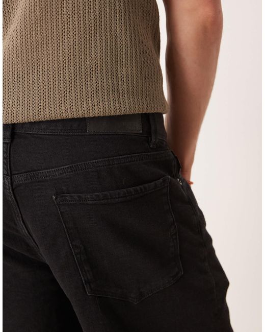 SELECTED Black Alex Regular Fit Denim Shorts for men