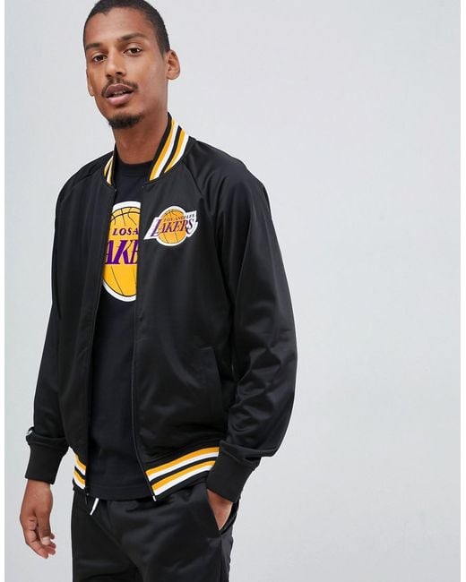 Mitchell & Ness L.a. Lakers Track Jacket In Black for men
