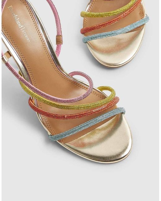 River Island Blue Diamante Strappy Heeled Sandals