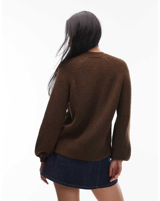 ASOS Brown Knitted Raglan Cardigan
