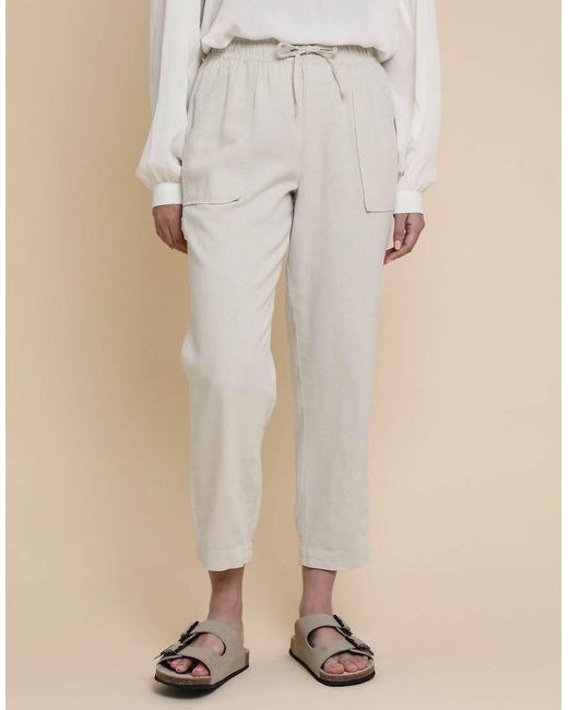Threadbare Natural Linen Blend Drawstring Waist Tapered Trouser