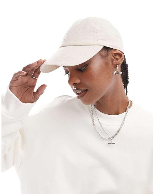 Weekday White Essential Linen Mix Cap