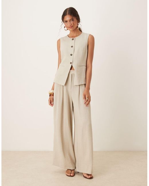 Aware Natural Mix & Match Premium Pleat Front Super Wide Leg Tailored Trouser Co-ord