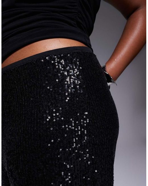 ASOS Black Asos Design Curve Allover Sequin Wide Leg Pants