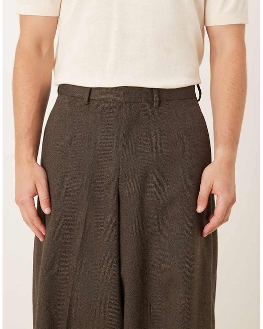 Pantaloni Eleganti Super Affusolati Scuro Con Motivo A Spina Di Pesce di ASOS in Brown da Uomo