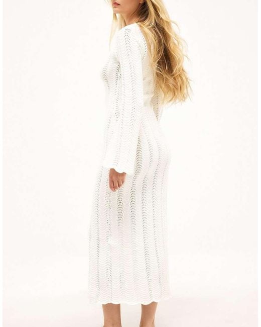 NA-KD White Knitted Crochet Maxi Dress