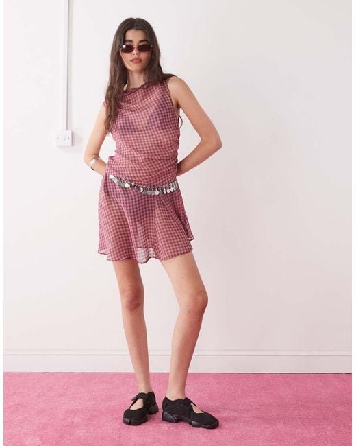 Collusion Pink Sheer Mini Dress