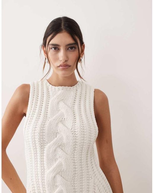 ARRANGE Natural Chunky Cable Knit Peplum Top