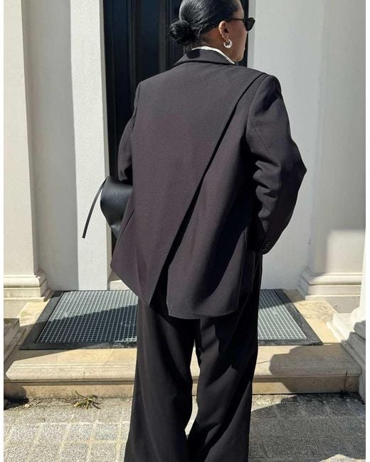NA-KD Black Oversized Open Back Blazer