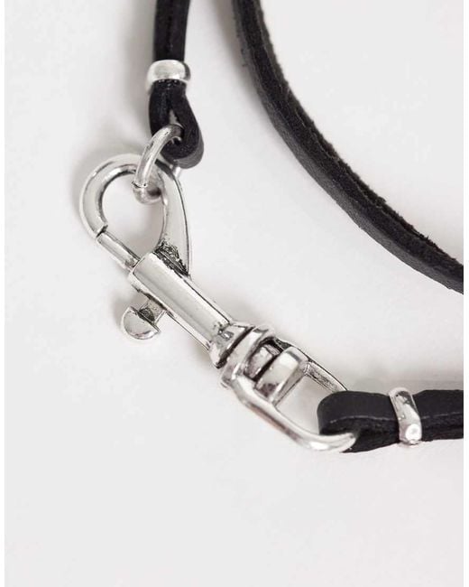 ASOS Black Faux Leather Wrap Around Bracelet for men