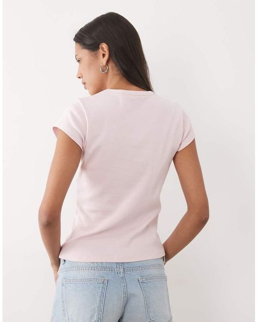 Miss Selfridge Pink Baby Tee With Football Graphic
