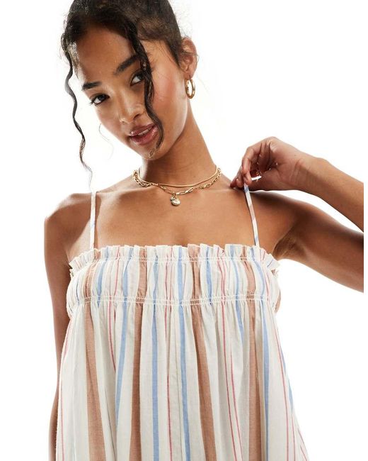 ASOS Gestreepte Strandjurk Met A-Lijn in het White