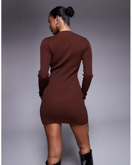 Kaiia Purple Exclusive Ribbed Knit Flared Sleeve Mini Jumper Dress