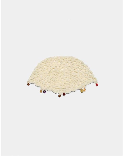 Stradivarius Brown Rhinestone Skull Cap