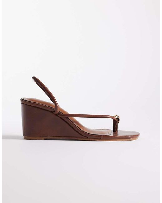 SIMMI Brown Simmi London Anya Wedge Sandals With Toe Detail