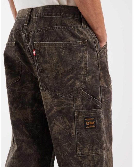 Levi's Green 568 Loose Strt Dbl Knee Trousers for men