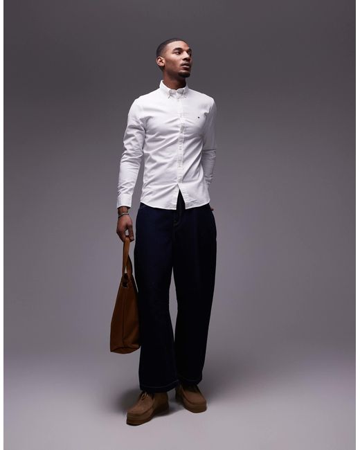 Tommy Hilfiger – flex – schmal geschnittenes hemd aus dobby-stoff in Multicolor für Herren