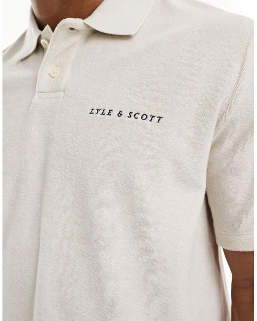 Polo à logo brodé en tissu éponge - beige Lyle & Scott pour homme en coloris White