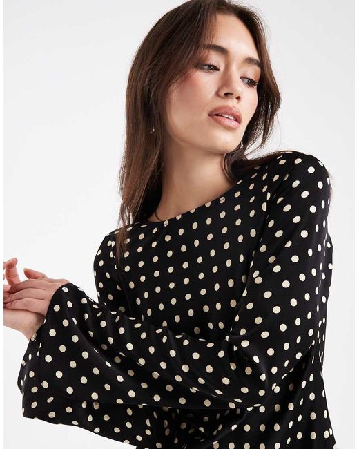 Brave Soul Black Long Sleeve Polka Dot Mini Dress