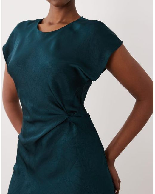 Vila Blue Cinched Waist Detail Satin Maxi Dress