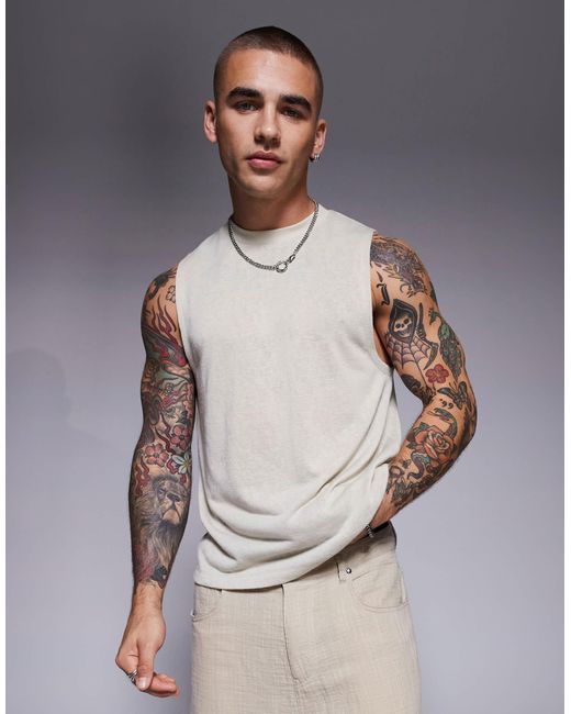 ASOS – kastiges tanktop in Gray für Herren