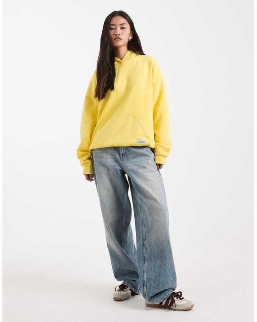 Collusion Yellow Oversized Washed Hoodie
