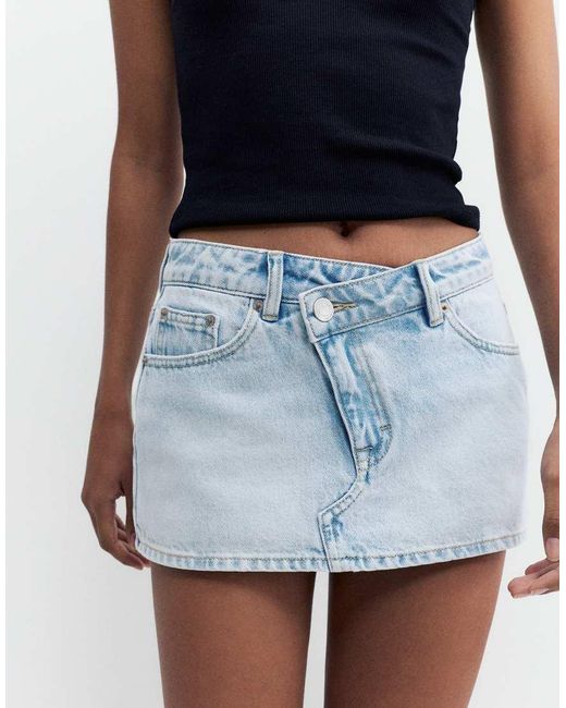 Pull&Bear Blue Denim Crossover Skort