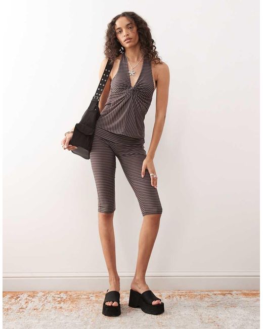 Collusion Brown Halter Knot Front Top