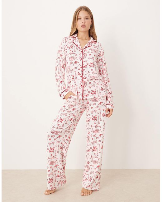 Threadbare Pink Long Sleeve Christmas Pyjamas