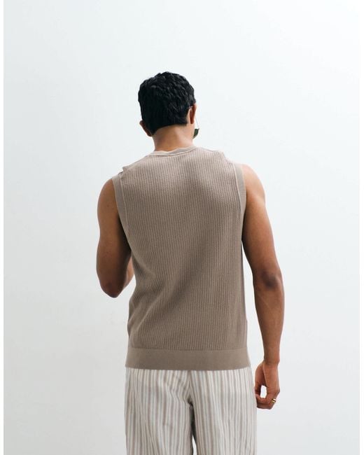 Mango Brown Knit Tank for men