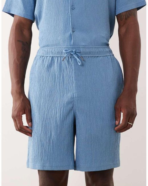 New Look Blue Crinkle Shorts for men