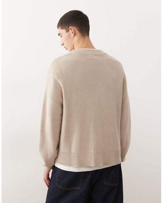 Weekday – kastiger strickpullover in Natural für Herren