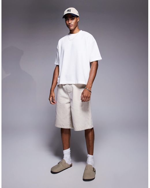 ASOS White Super Heavyweight Oversized Boxy T-shirt With Ribbed Fabric for men