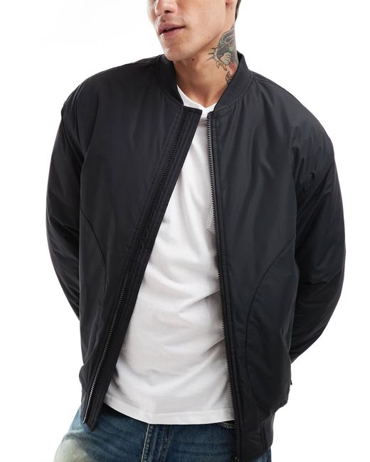 Threadbare Black Showerproof Bomber Jacket for men
