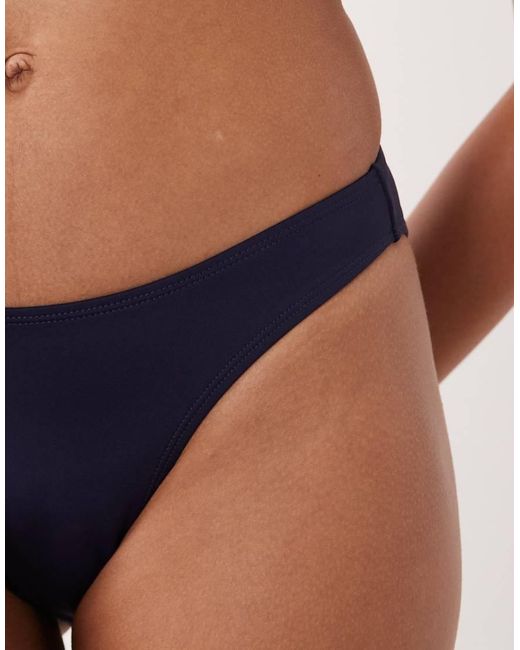 GOOD AMERICAN Blue Matte Good Waist Cheeky Bikini Bottoms