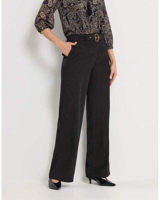 Long Tall Sally Black Belted Wide Leg Trousers