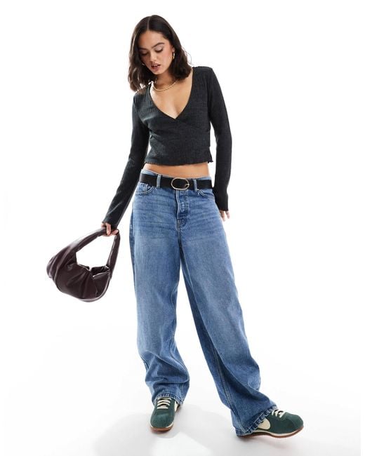 Cotton On Blue Cotton on – superweiches, geripptes wickeltop