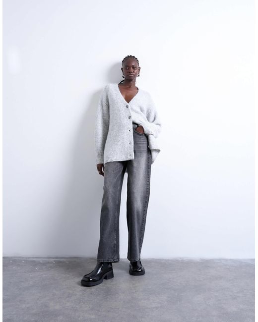 TOPSHOP White Knitted Longline Easy Cardigan