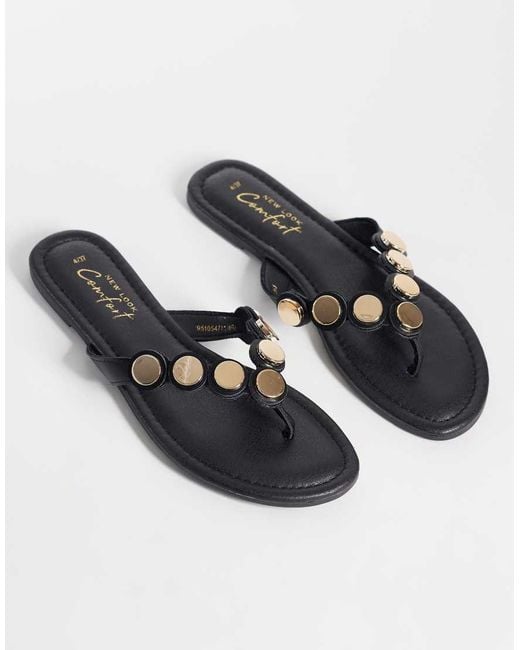 New Look Black Scallop Detail Toe Post Sandal