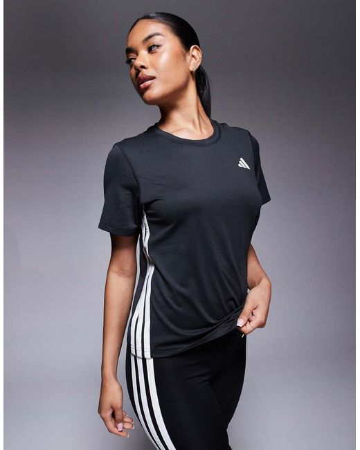 Adidas Originals Gray Adidas Training 3 Stripe T-shirt