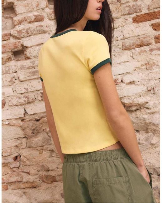 Stradivarius Brown Printed Short Sleeve T-shirt