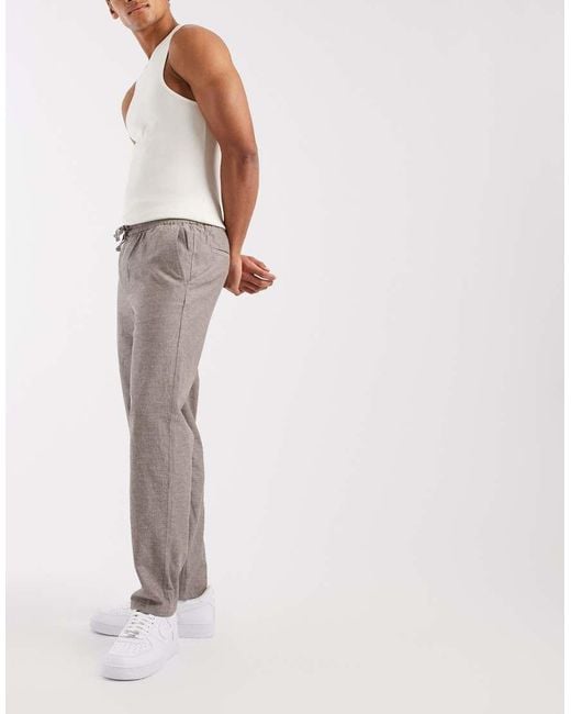 Only & Sons Gray Linen Mix Loose Fit Pants for men
