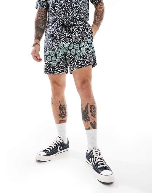 Shorts De Baño Con Estampado Floral Colbert De (Parte De Un Conjunto) Farah de hombre de color Blue