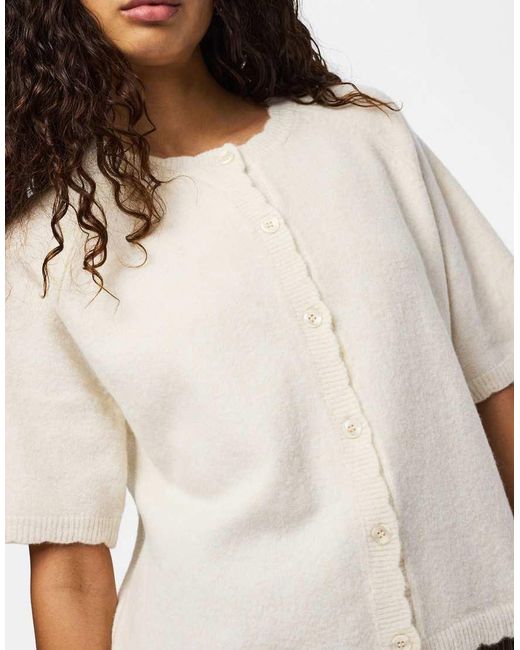 Pieces White Knitted Cardigan
