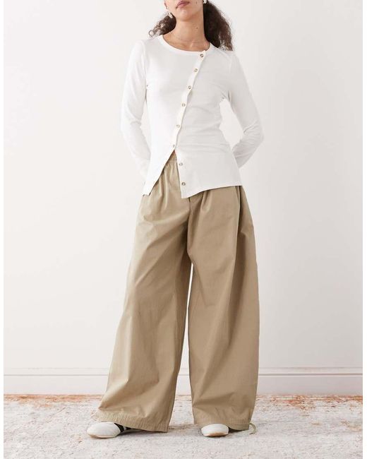 Monki Natural Balloon Leg Trouser